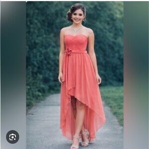 vintage Jessica McClintock strapless highlow gown, Sz 5 Salmon Pink Colour.